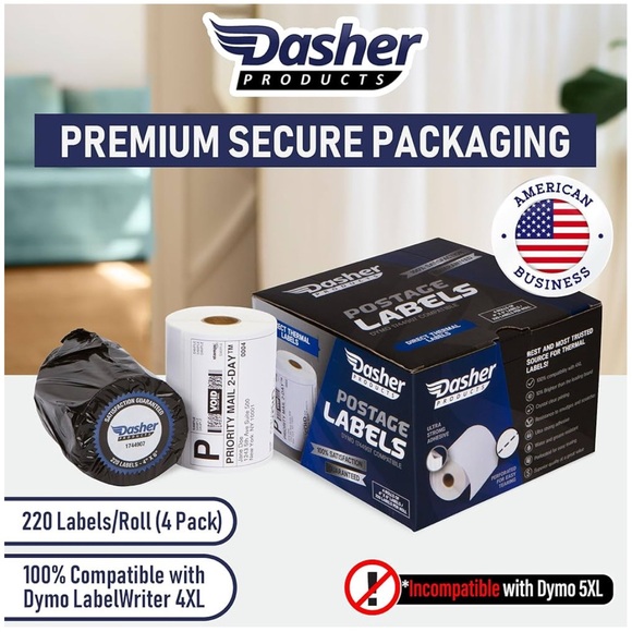 NWT (4) Rolls 4 x 6 Labels Dasher Products Dymo 4XL Compatible - Picture 2 of 8
